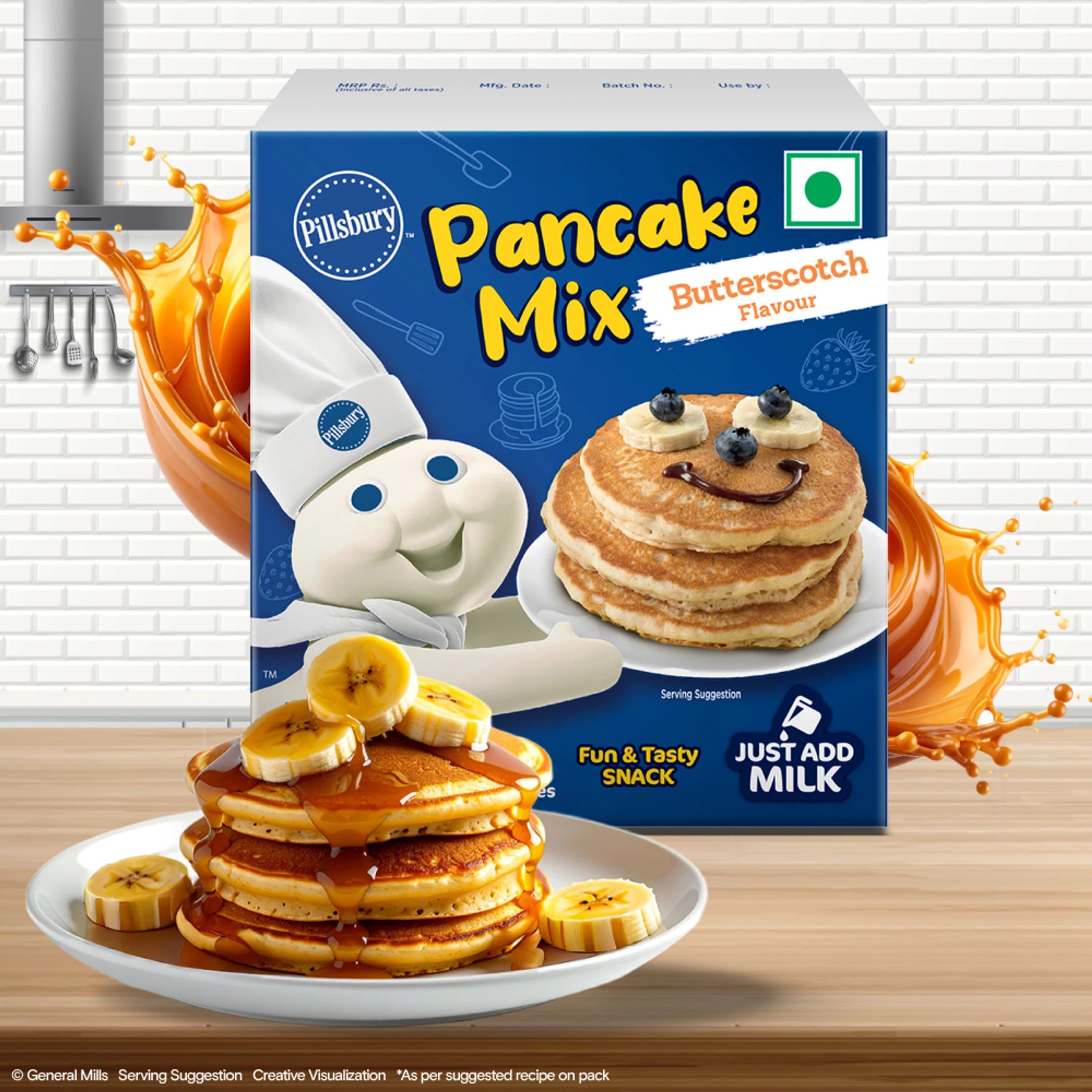 Pillsbury Butterscotch Flavour Pancake Mix 2-Minute Pancake Mix For Kids ,hyperlocal