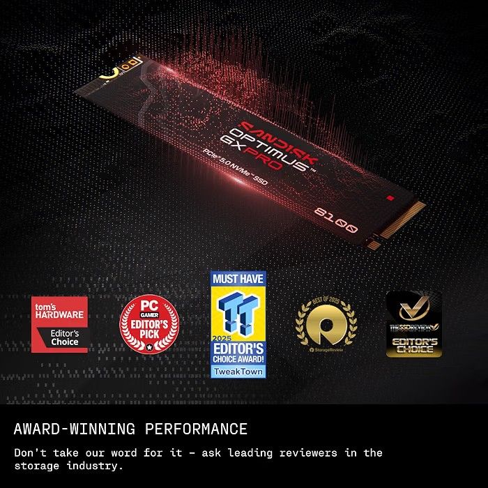 SanDisk Optimus™ GX PRO 8100 NVMe™ 1 TB Internal SSD, Upto 14900 MB/s R, PCIe® Gen 4.0 M.2 (2280)