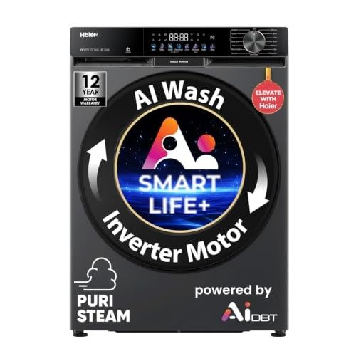 Haier Smart Choice 10Kg,5 Star,AI Smart LIFE+,Vibrant Touch Panel,Fully Automatic Front Load Washer