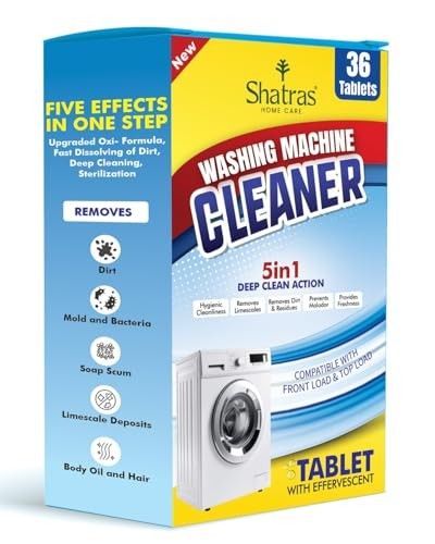 Shatras Washing Machine Cleaner Tablets - Deep Drum Cleaning Descaler | Removes Odor, Lime scale & Residue | Front & Top Load Compatible | Pack of 36