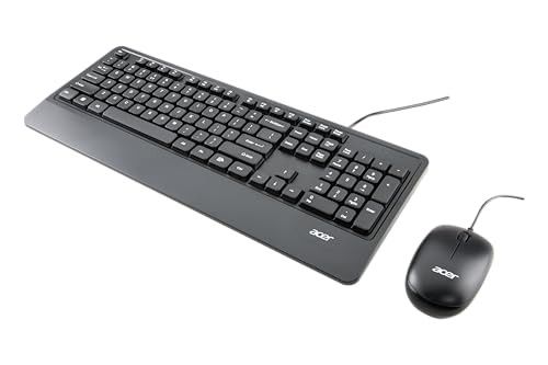 Acer PalmEase Wired Keyboard & Mouse Combo with Palm Rest |Plug & Play USB 2.0, 1600 DPI, Co-Pilot Key, Rupee ₹ Symbol | 10m Range, 10M Keystroke Life | Windows & Mac Compatible - Black