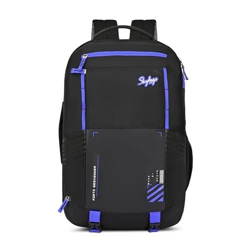 Skybags Porto Spacious 40L Weekender Backpack, 2 Compartments, Black-Blue