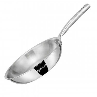 Lifelong Tri Ply Fry Pan - 22 cm Stainless Steel Frying Pan with 1.25 Litre Capacity - Induction & Gas Compatible Cookware - Durable, Even Heating for Searing, Frying, and Sautéing (Silver)