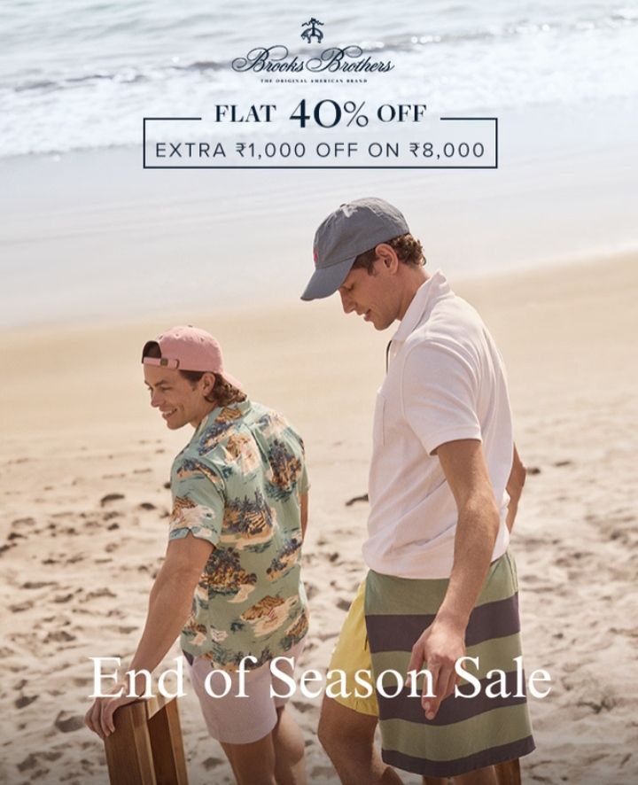 Brooks Brothers End of Season Sale | Flat 40% Off + Extra ₹1,000 Off on ₹8,000