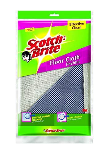 Scotch-Brite Cotton 2 Piece Floor Cleaning Cloth and 1 Piece Single Sided Toilet Brush (Multicolour)