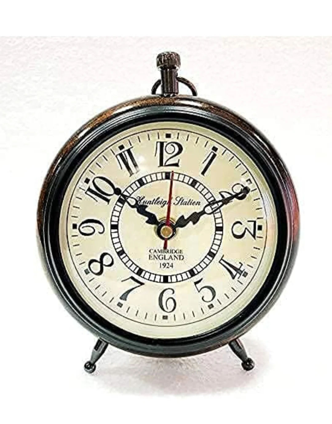 Handmade Antique Wooden Table Top Clock Desk Clock