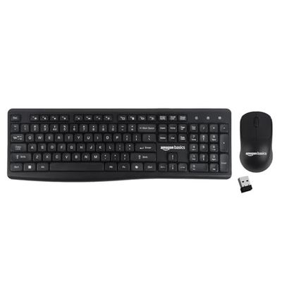 Amazon Basics Wireless Keyboard and Mouse Combo | 2.4GHz Wireless | Full-Size 104-Key Keyboard with ₹ Key | Low-Noise Typing | Compact Ergonomic Mouse | USB Receiver | Windows XP 7 8 10 11