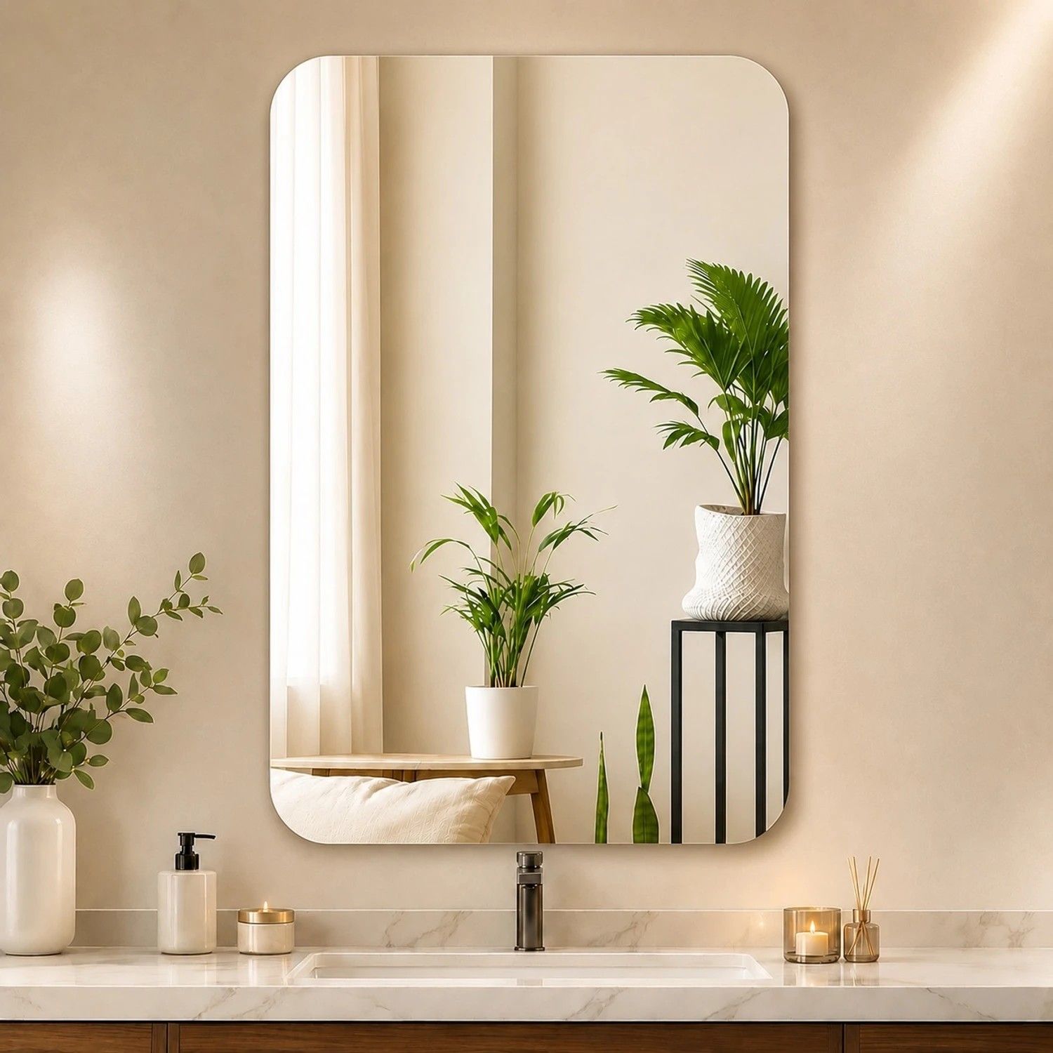 LUPPRA 12 × 18 in Frameless Wall Mirror Bathroom Mirror (Rectangl...more