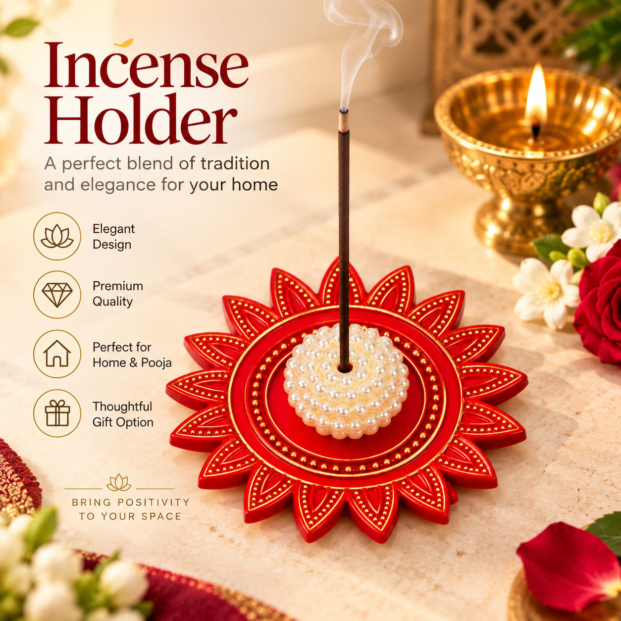 Pearl Incense Holder - Elegant Pooja & Home Decor Accessory 🪔 | Great Deal