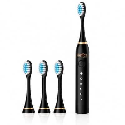 Sonic Electric Toothbrush for Adults & Kids, 34,000 Strokes/Min Rechargeable Tooth Brush with 5 Cleaning Modes, 4 Brush Heads, USB Charging and IPX7 Waterproof Design, Black