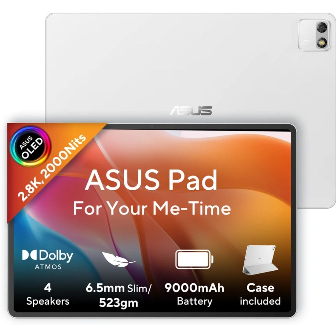 ASUS Pad (12.2inch) 2.8K 2000Nits OLED, MediaTek D8300, 8 GB RAM 256 GB ROM 12.2 inch with Wi-Fi Only Tablet (Pure White) on Flipkart