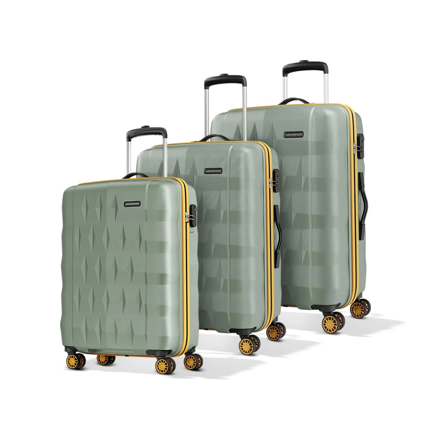 Aristocrat Set of 3 (Cabin+Medium+Large) Trolley Bags, 8-Wheels, 3-Year Global Warranty