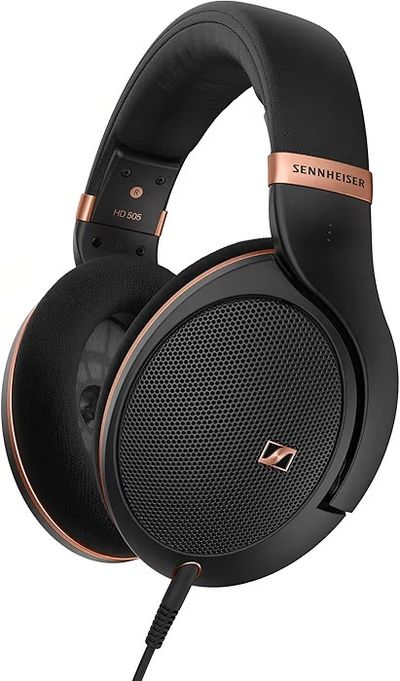 Sennheiser HD 505 Open‑Back Hi-Res Audiophile Headphones, Angled Transducers, Ultra-Light Design,