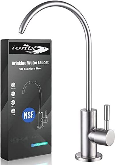 Ionix Tap Kitchen Water Filter Faucet, 100% Lead-Free Drinking Water Faucet Stainless Steel 304 Body Brushed Nickel Finish (Silver).