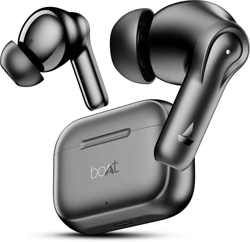 boAt Airdopes 161, Adv 4Mic ENx, 50H Battery,Fast Charge,13mm Driver, Metallic Finish Bluetooth Headset (Carbon Black, True Wireless)