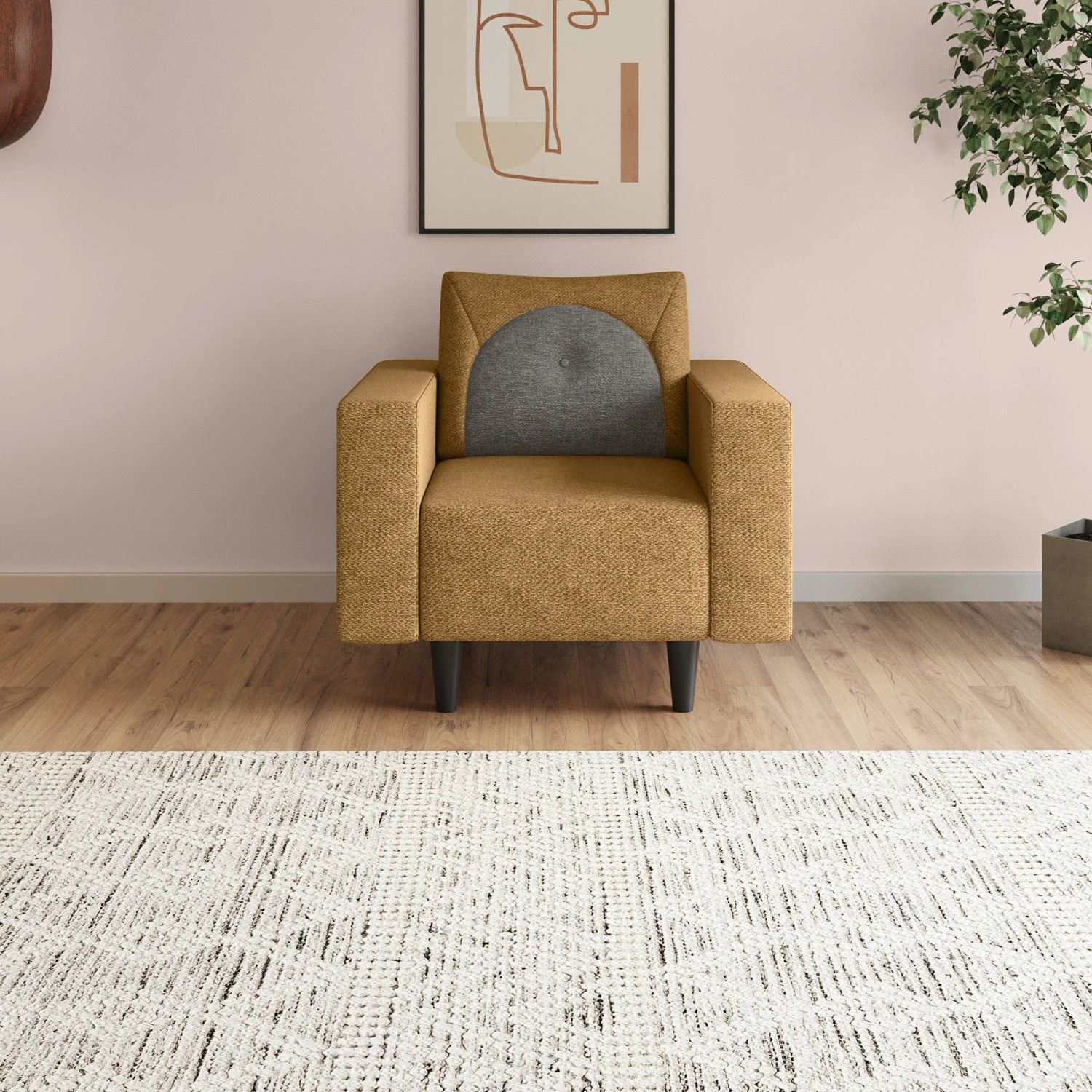 Interio by Godrej Cresco Premium Quality Fabric 1 Seater Sofa (F...more