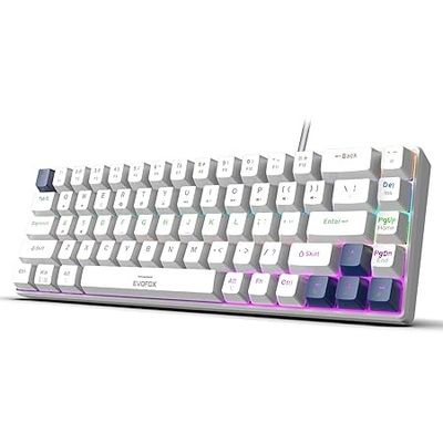 EvoFox Katana S Mini Wired Mechanical Keyboard | Hot-Swappable Silent Red Switches | 68-Key Compact Layout | Vivid Rainbow Backlighting | 1000Hz Polling Rate, All Keys Anti-Ghosting (White)