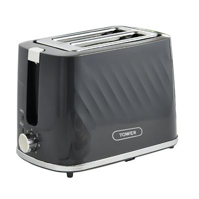 Tower Windsor 2 Slice Pop Up Toaster with Self Centring Slots, 7 Browning Levels, 800W Fast Heating, Reheat & Defrost, Auto Shut Off, Removable Crumb Tray, British Design, 2 Year Warranty