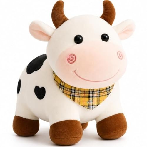 Cow Plush Soft Toy Cute Animal Teddy for Kids, 30cm Stuffed Cow Toy, Cuddly Plush Animal, Soft Teddy Bear Toy, Birthday Gift, 0-3 Years