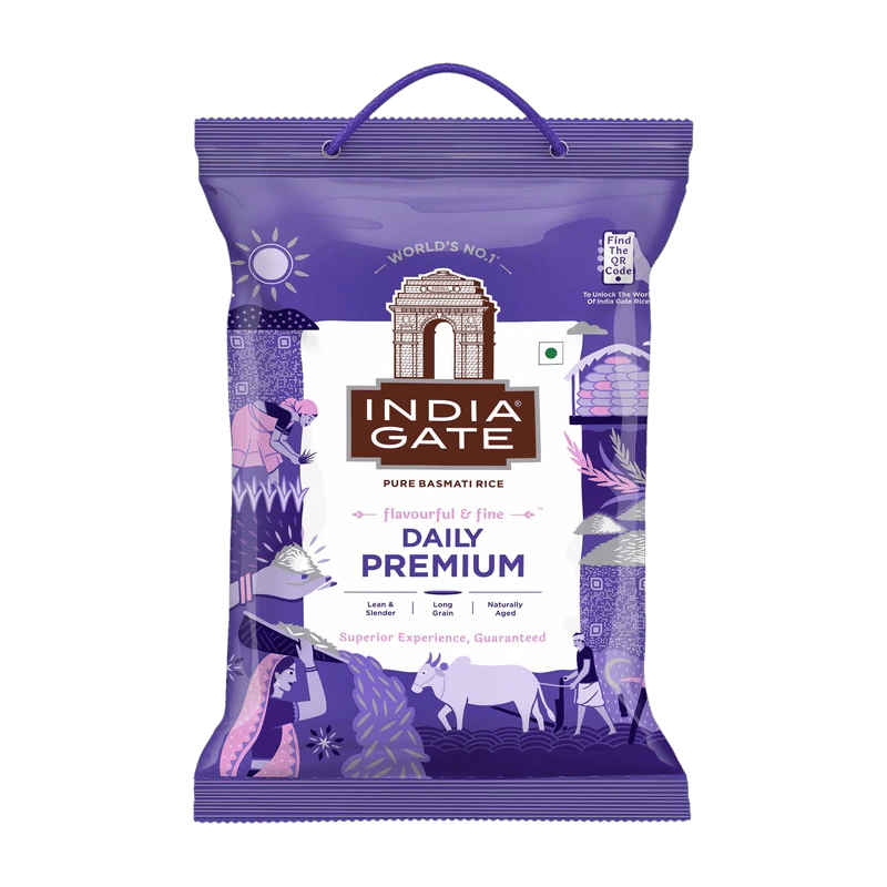 INDIA GATE Flavourful & Fine Daily Premium Basmati Rice (Long Grain, Polished) (5 kg)