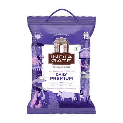 INDIA GATE Flavourful & Fine Daily Premium Basmati Rice (Long Grain, Polished) (5 kg)