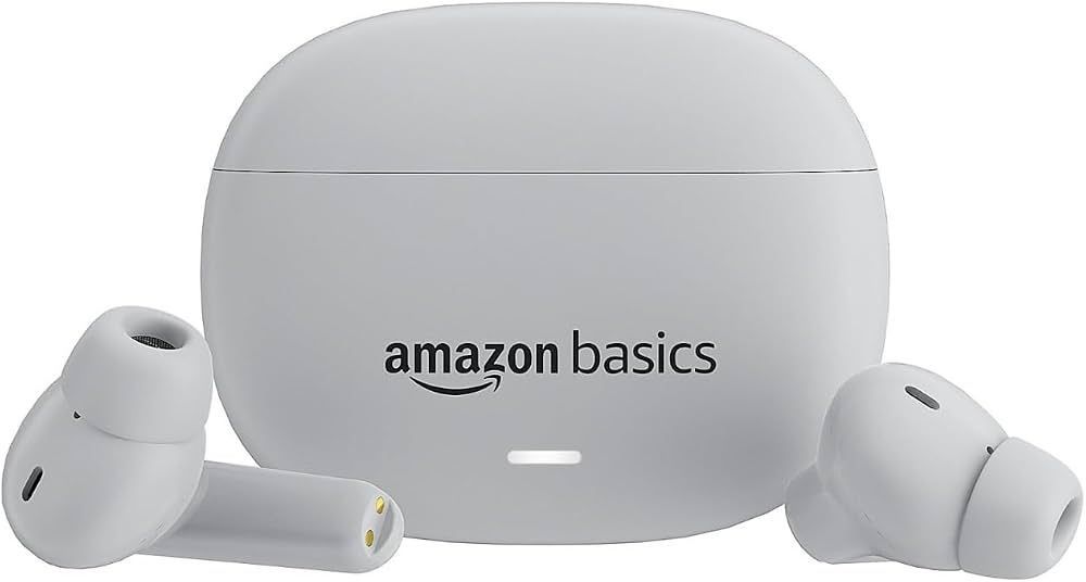 Amazon Basics True Wireless in-Ear Earbuds with Mic, Low-Latency Gaming Mode, Touch Control, IPX5 Water-Resistance, Bluetooth 5.3, Up to 60 Hours Play Time, Voice Assistance and Fast Charging (White)