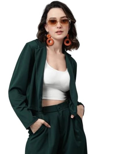 KOTTY Women's Solid Single Breasted Casual Blazer