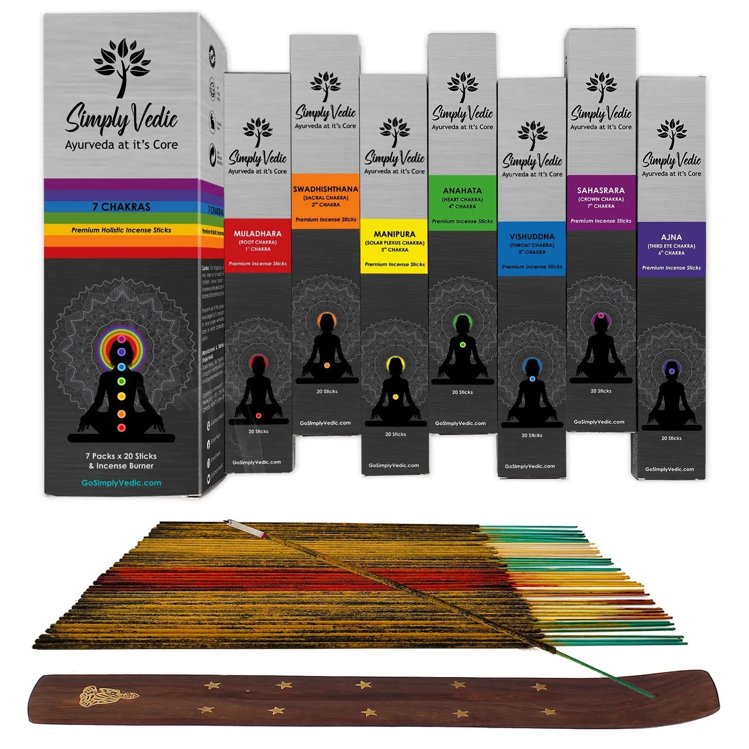 Simply Vedic 7 Chakra Masala Agarbatti Gift Set (140 Sticks + Holder) @ ₹449 | Extra 2% Coupon | 78% Off!