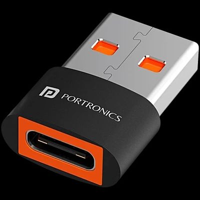 Portronics Bridge X USB 3.0 Type C Female To USB A Male OTG Adapter - Fast Charging, Fast Data Transfer, Black, 1 pc