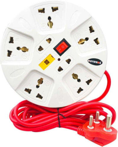 ShopGlobal 6 Amp Multi Plug Point Strip, Cord (2.8 Meter) 7 Socket Extension Boards (White