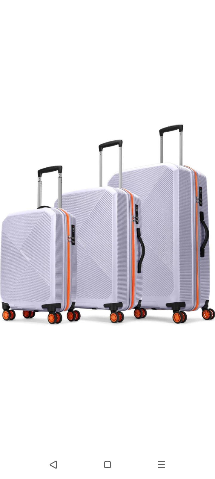Take a look at this Hard Body Set of 3 Luggage 8 Wheels - Apex Hard Side Polypropylene Luggage | Trolley Bag with Combination Lock - Purple on Flipkart