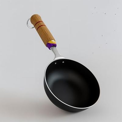 Add2Cart Pre-Seasoned Tadka Pan, Compatible with Gas | Toxin-Free, Chemical Coating-Free, 100% Pure (Wooden, 500ML)