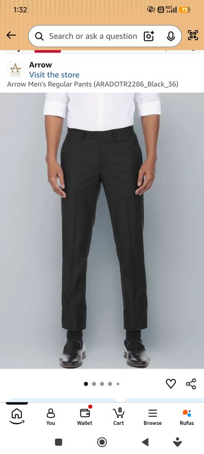 Arrow Men's Regular Pants (ARADOTR2286_Black_36)