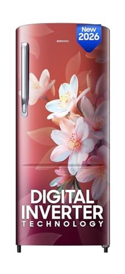 Samsung 183 L, 3 Star, Digital Inverter, Direct-Cool Single Door Refrigerator (RR20H1723WR/HL, Wild Lily Red, Single Touch Defrost, 2026 Model)
