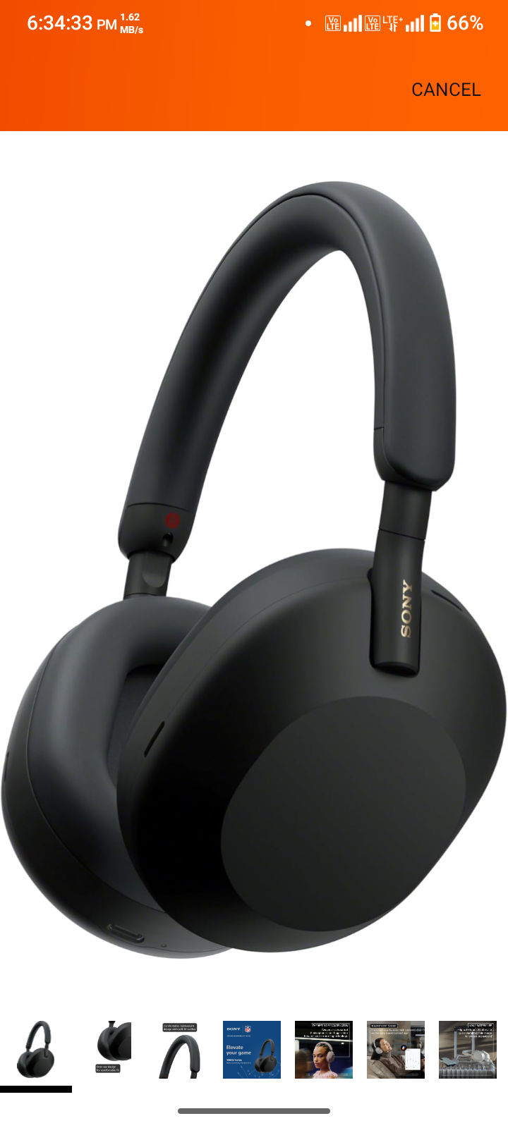 Sony WH-1000XM5 Best Active Noise Cancelling Wireless Bluetooth Over Ear Headphones with Mic for Clear Calling,Battery Life 30 Hours -Black