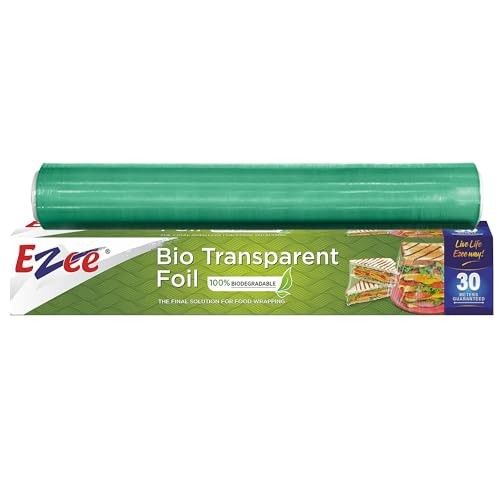 Ezee 30 Meters 12 inches BPA Free Cling Film | Non-Stick Food Wrap with Easy Slide Cutter | Tight Seal Plastic Wrap Keeps Food Fresh Longer | Microwave Safe & Multipurpose Kitchen Use