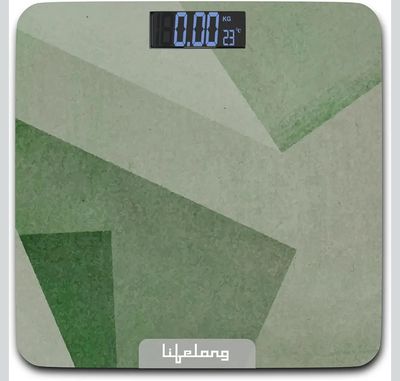 Lifelong Weighing Machine with Backlit LCD Panel |Digital Weight Machine for Body Weight|Thick Tempered Glass with LCD Display|Bathroom Weighing Scale (Olive Green)