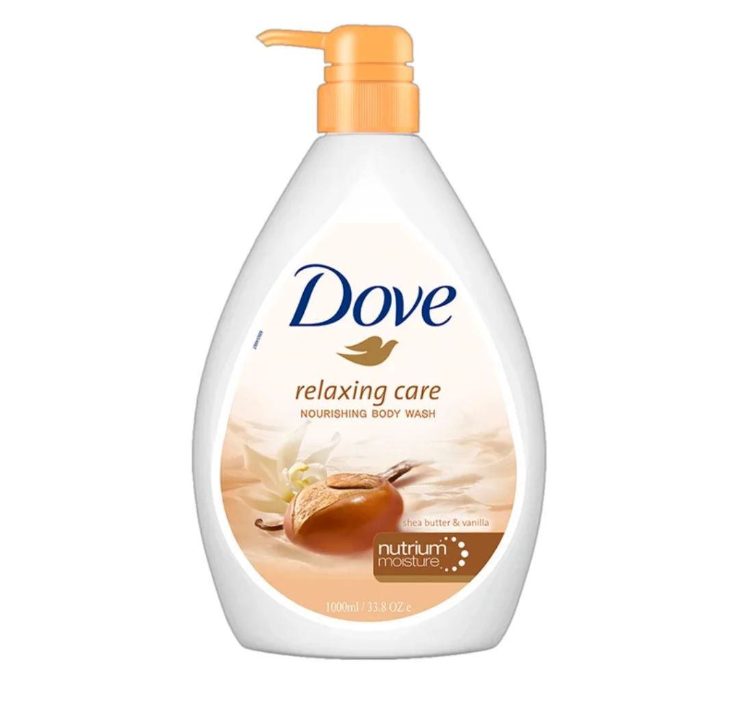 Dove Relaxing Shea Butter Body Wash with Vanilla for Soft Skin, Soothing Scent 1L
