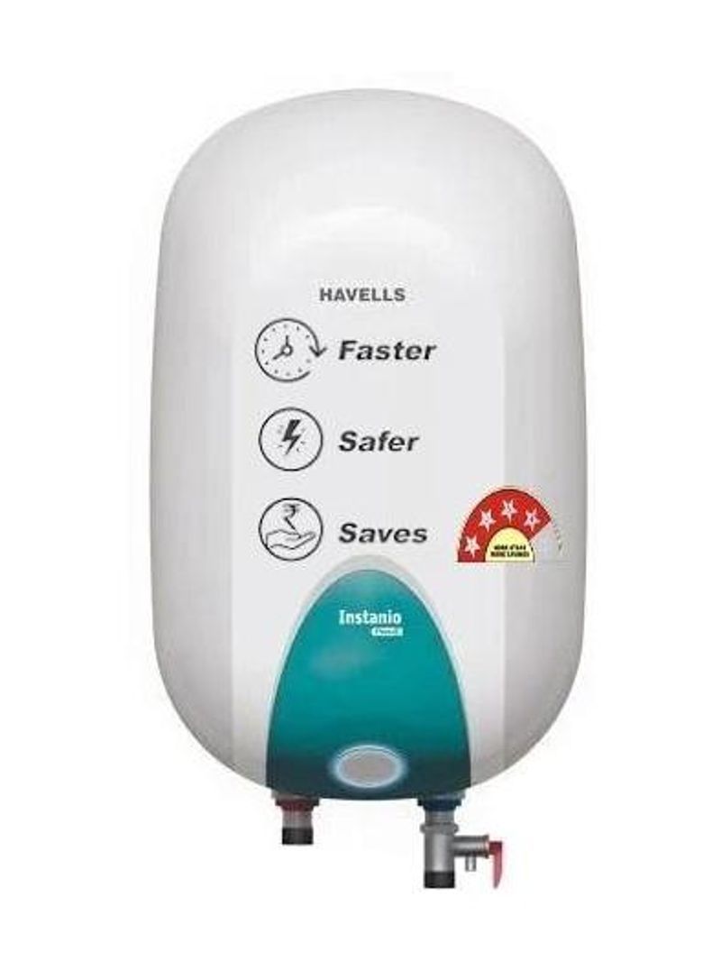 HAVELLS 25 L Storage Water Geyser | 4 Star BEE Energy Rating | Glassline Tanked (Instanio Prime, White, Blue) (White, Blue)