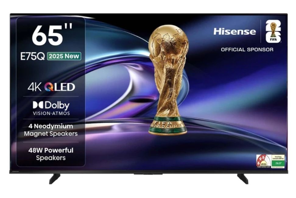Hisense 65E75Q 164 cm (65 inch) QLED Ultra HD (4K) Smart VIDAA TV with 48W Powerful Speakers, Dolby Vision-Atmos, Cricket Mode, Game Mode Plus, Hands-Free Voice Control, VIDAA OS (65E75Q)