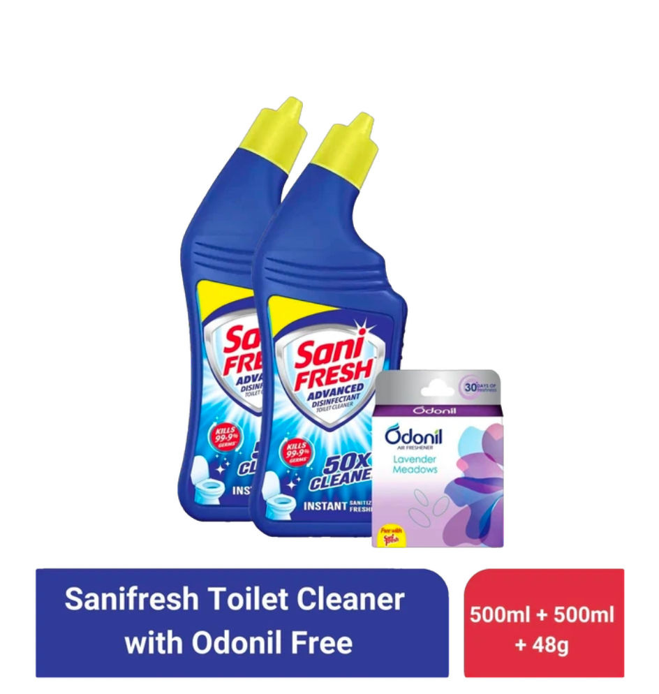 Minutes : Sanifresh Toilet Cleaner 500ml + 500ml + Odnil 48g FREE