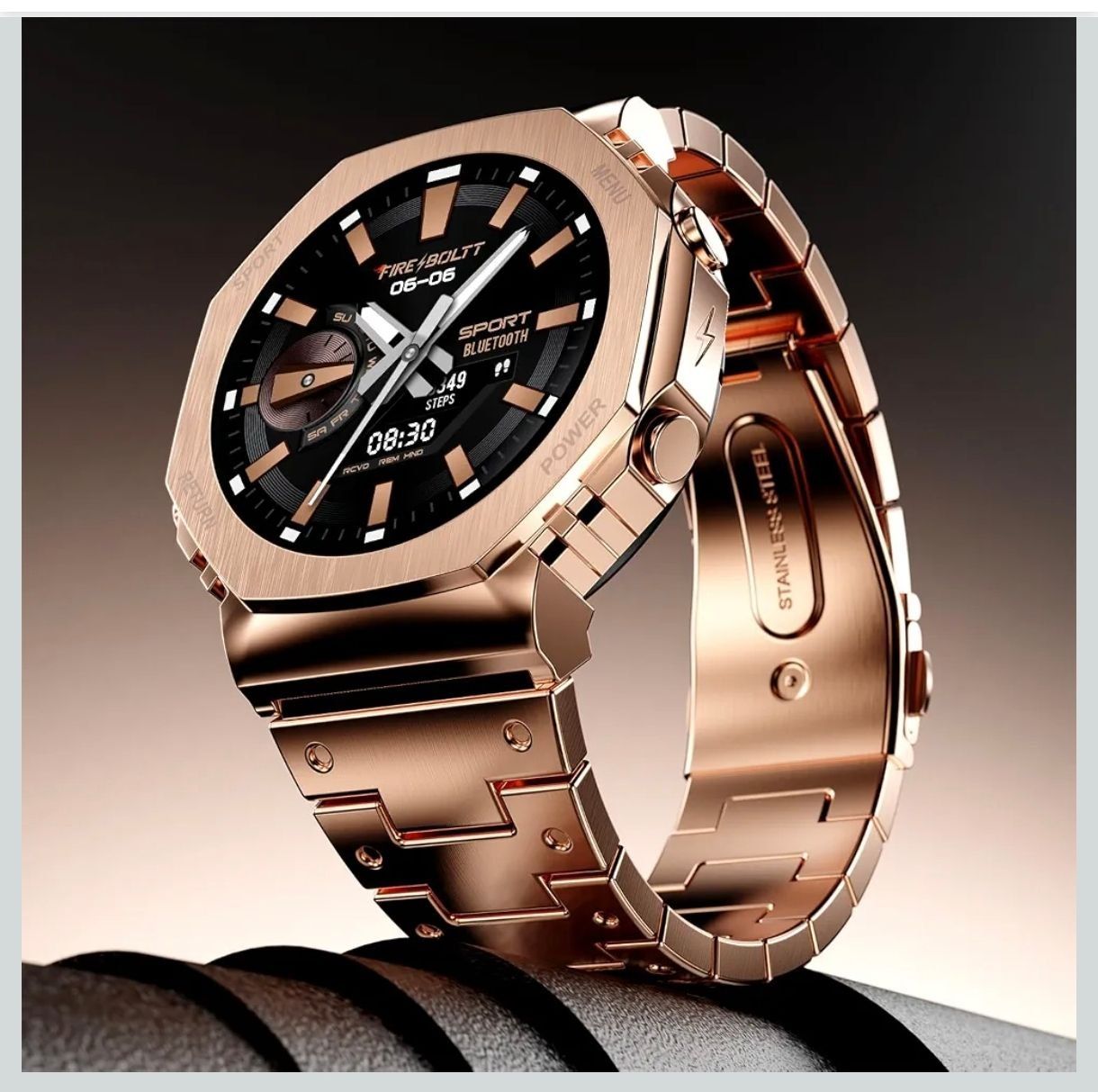 Boltt Obsidian 33.5mm (1.32 inch) AMOLED Display, Stainless Steel Design