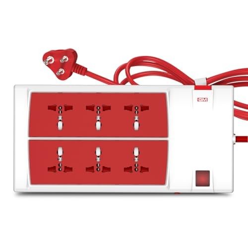 GM 3059 Power Strip | 6 Universal Sockets + Master Switch | 2m Heavy-Duty Cord