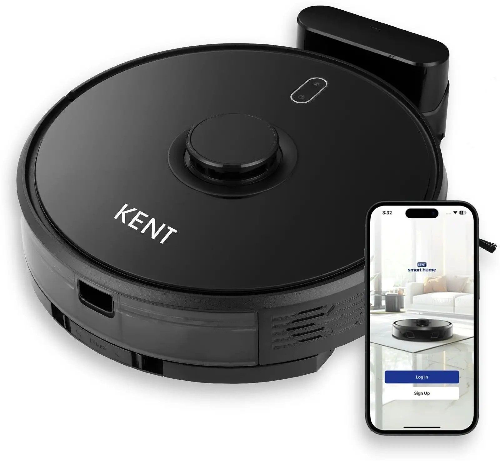 KENT RoboKlean R1 Vacuum Cleaner. Automatically Cleans Carpets, Tiles, Marble with AI Hand-held Vacuum Cleaner (Black)