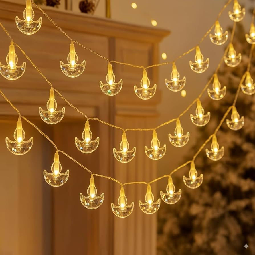 One94Store Crystal Diya LED String Fairy Lights - 3 Meter, 14 LED Warm White Waterproof Decorative Lights