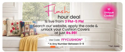 Pepperfry| Flash Sale - Cushion cover for Rs 99 | free shipping