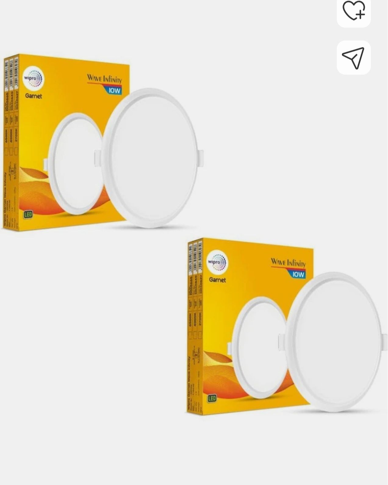 Pack of two - Wipro Garnet 10W Round LED Wave Infinity Panel Cool White Light (6500K)