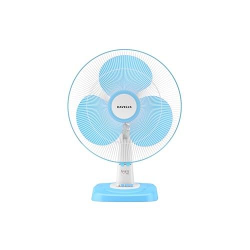 Havells SWING NEO NS TABLE FAN 400 MM| Smooth Air Flow & Jerk- Free oscillation | 100% Copper Motor | 3 Speed Regulation| Air Speed: 1350 RPM| Tilting Fan Head Mechanism (Icy Blue)