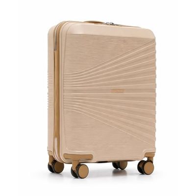 Police Origine Cabin Trolley | 65L Capacity TSA Lock 8 Smooth 360° Spinner Wheels Telescopic Handle PP Hard Shell | Lightweight 20" Cabin Luggage for Travel & Weekend Trips (Beige/TAN) (Baby pink/Tan)