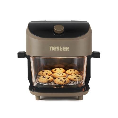 Nester Home Cook Glass Air Fryer 6.2 Ltr with 6mm Borosilicate Glass bowl and SteamLock™ Technology